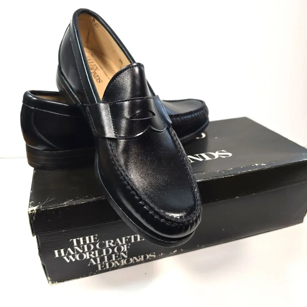 Allen Edmonds Nottingham Penny Loafers Men's 8.5 D Black Leather Made USA